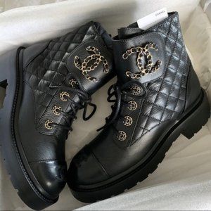 Chanel Lace up combat boots